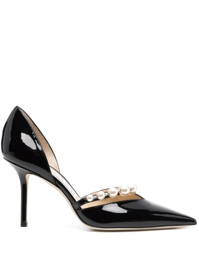 Jimmy Choo Aurelie 85mm Pearl-embellished Pumps In Black