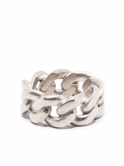 Maison Margiela Silver Semi-polished Chain Ring In 팔라디움