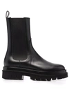 Santoni Chunky Leather Ankle Boots In 黑色