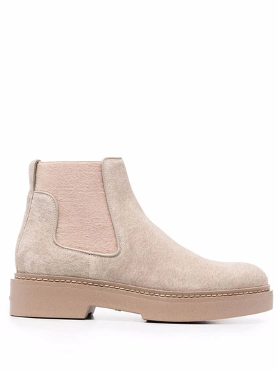 Santoni Suede Ankle Boots In Beige