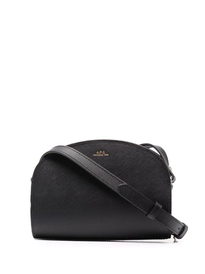 Apc Demi-lune Leather Shoulder Bag In 黑色