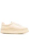 Jil Sander Ridged-sole Leather Sneakers In 中性色