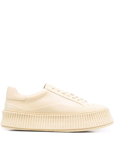 Jil Sander Leather Chunky-sole Trainers In Beige