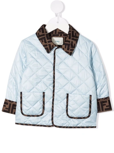 Fendi Babies' Ff-motif Quilted Jacket In Blue