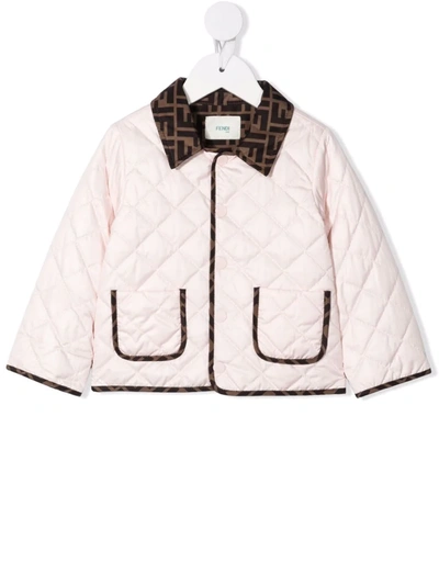 Fendi Babies' Ff-motif Quilted Jacket In 粉色
