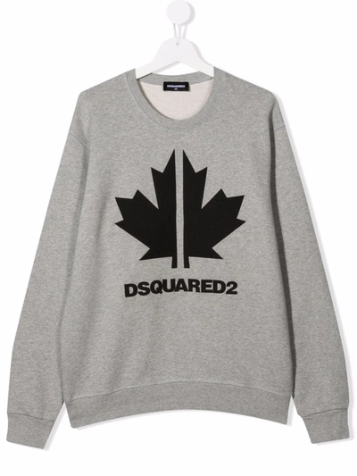 Dsquared2 Teen Logo-print Cotton Sweatshirt In 灰色