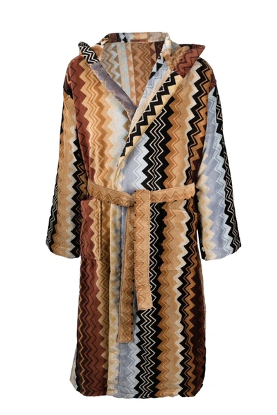 Missoni Giacomo Belted Hooded Bathrobe In 褐色