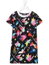 BALMAIN GRAPHIC-PRINT COTTON T-SHIRT DRESS