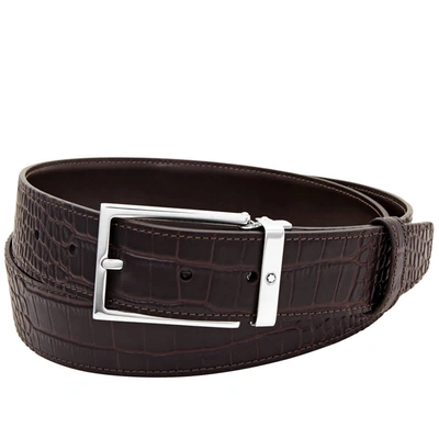 Montblanc Square Palladium-coated Pin Buckle Belt 126739 In Brown