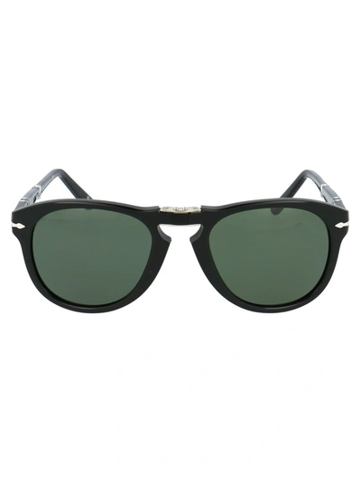 Persol 714 Round Frame Folding Sunglasses In Black