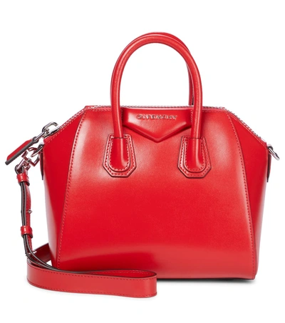 Givenchy Antigona Mini Box Calfskin Satchel Bag In 601 Dark Red