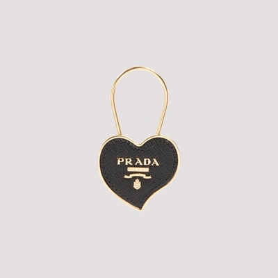 Prada Logo Heart Keyring In Black