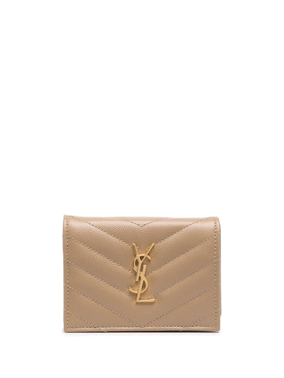 Saint Laurent Loulou Quilted Wallet In 褐色