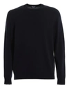 Drumohr Navy Blue Merino Wool Crewneck Sweater In Blue