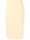 ALEXANDER MCQUEEN YELLOW HIGH-WAIST PENCIL SKIRT