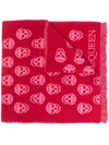 Alexander Mcqueen Reversible Skull-jacquard Wool Scarf In Pink & Purple