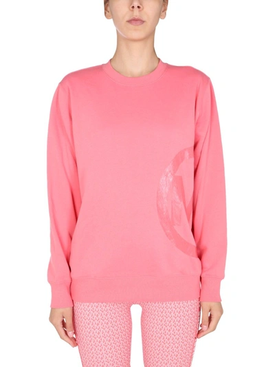 Michael Michael Kors Crew Neck Organic Cotton Sweatshirt In Pink