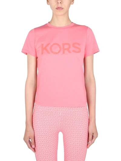 Michael Michael Kors Printed Organic Cotton-jersey T-shirt In Coral