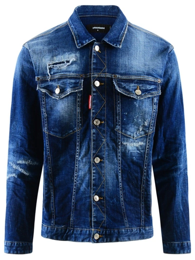 Dsquared2 Blue Over Denim Jacket In Navy