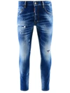 DSQUARED2 BLUE RIPPED SKATER JEANS