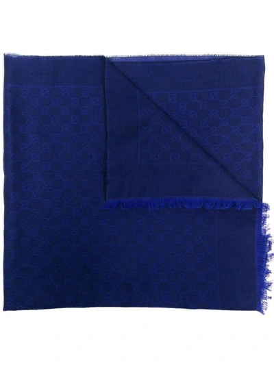 Gucci Gg Monogram Jacquard-woven Scarf In Nero