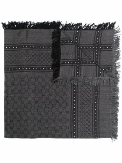 Gucci Stud-embellished Monogram Scarf In Nero