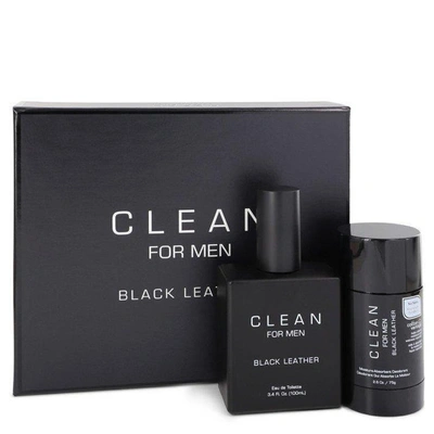 Clean Black Leather By  Gift Set -- 3.4 oz Eau De Toilette Spray + 2.6 oz Deodorant Stick