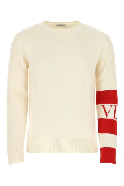 Valentino Wool Sweater With Vltn Logo In White