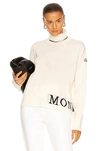 Moncler Intarsia-knit Logo Long-sleeve Jumper In Beige
