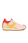 Loewe Flow Runner Leather, Suede And Shell Sneakers In Pink & Yellow