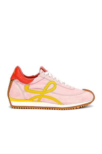 Loewe Flow Runner Leather, Suede And Shell Sneakers In Light Pink