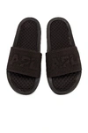 Apl Athletic Propulsion Labs Techloom Logo-embossed Leather Slides In Black