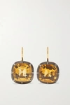 FRED LEIGHTON COLLECTION 18-KARAT GOLD AND STERLING SILVER CITRINE EARRINGS