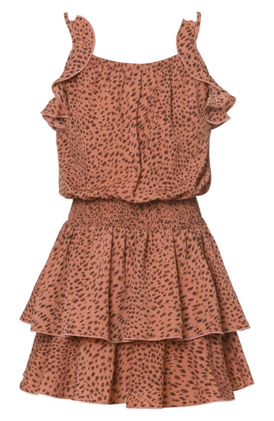 Truly Me Kids' Tiered Sundress In Rust Multi