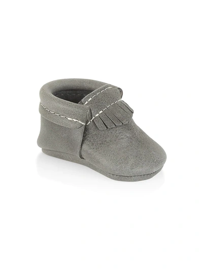 Freshly Picked Baby Boy's Slip-on Soft Sole Moccasin Booties In Grey