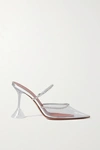 Amina Muaddi Gilda Crystal-embellished Metallic Leather And Pvc Pumps In White