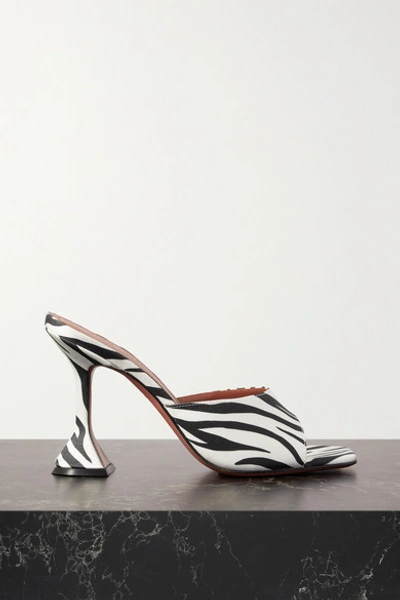 Amina Muaddi Lupita Zebra-print Slide High-heel Sandals In Black White