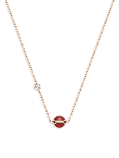 Piaget Possession Diamonds, Carnelian &18k Rose Gold Pendant Necklace