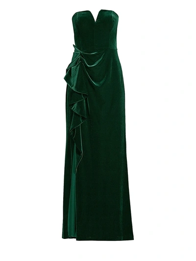 Aidan Mattox Women's Strapless Ruched Velvet Gown In Emerald