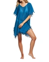 Seafolly Amnesia Tassel-trim Caftan Coverup In Peacock