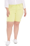 Nydj Ella Side Slit Denim Shorts In Marisol Chartreuse