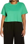 Open Edit Boxy Crop Top In Green Grass