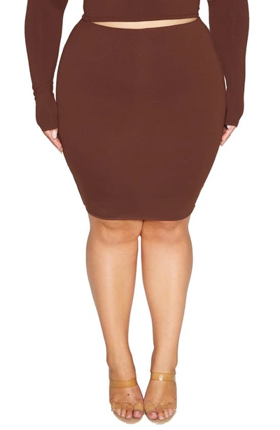 Naked Wardrobe Hourglass Miniskirt In Chocolate