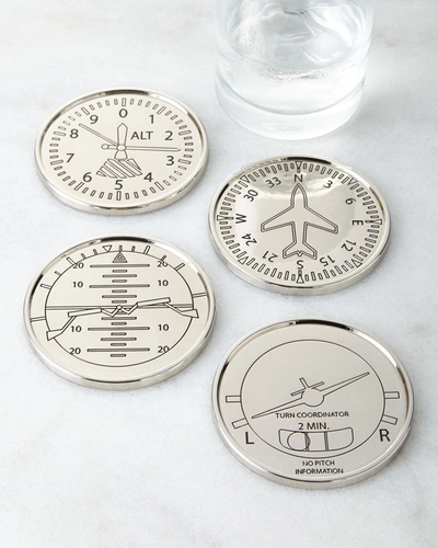 Godinger Four Airplane Coasters In Silver