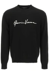 Versace Signature Print Sweatshirt In Black