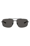 Under Armour 59mm Polarized Aviator Sunglasses In Matte Black