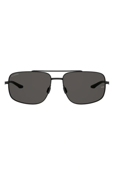 Under Armour 59mm Polarized Aviator Sunglasses In Matte Black