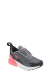 Nike Kids' Air Max 270 Sneaker In Smoke Grey,black,white,hyper Pink
