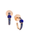Pomellato M'ama Non M'ama 18k Rose Gold Lapis & Blue Sapphire Hoop Earrings