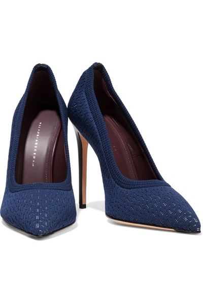 Victoria Beckham Kristie Stretch-knit Pumps In Navy